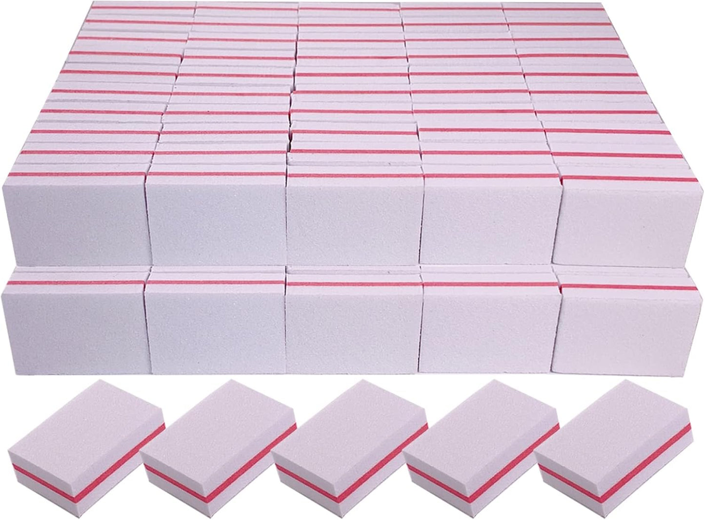 Nail Buffers 50 Pack, Mini Buffer Block Nail File for Acrylic Nails and Natural Nails, 100/180 Grit Nail Buffer Block Bulk Buffing Blocks for Nail Buff Professional Manicure File Blocks Set Pink