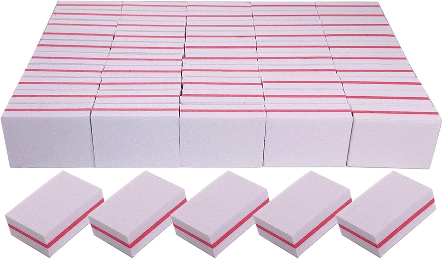 Nail Buffers 50 Pack, Mini Buffer Block Nail File for Acrylic Nails and Natural Nails, 100/180 Grit Nail Buffer Block Bulk Buffing Blocks for Nail Buff Professional Manicure File Blocks Set Pink