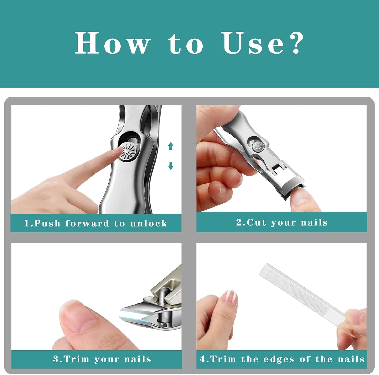 Nail Clippers with Catcher,an Anti Splash Nail Clipper and a Slanted Nail Clipper Set,Mess Free Fingernail Clipper Toenail Clippers for Thick Nails for Seniors Men Women Adult