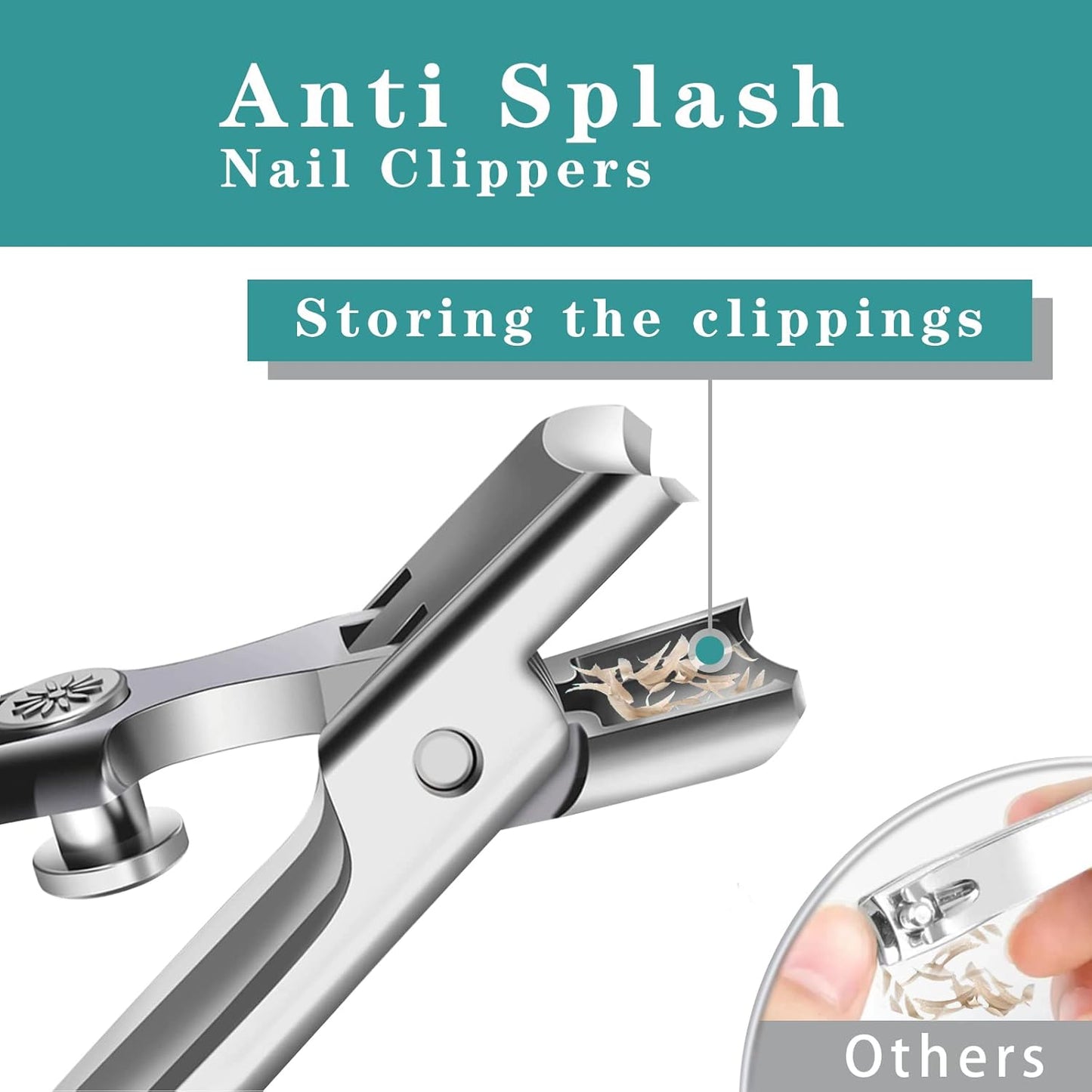 Nail Clippers with Catcher,an Anti Splash Nail Clipper and a Slanted Nail Clipper Set,Mess Free Fingernail Clipper Toenail Clippers for Thick Nails for Seniors Men Women Adult