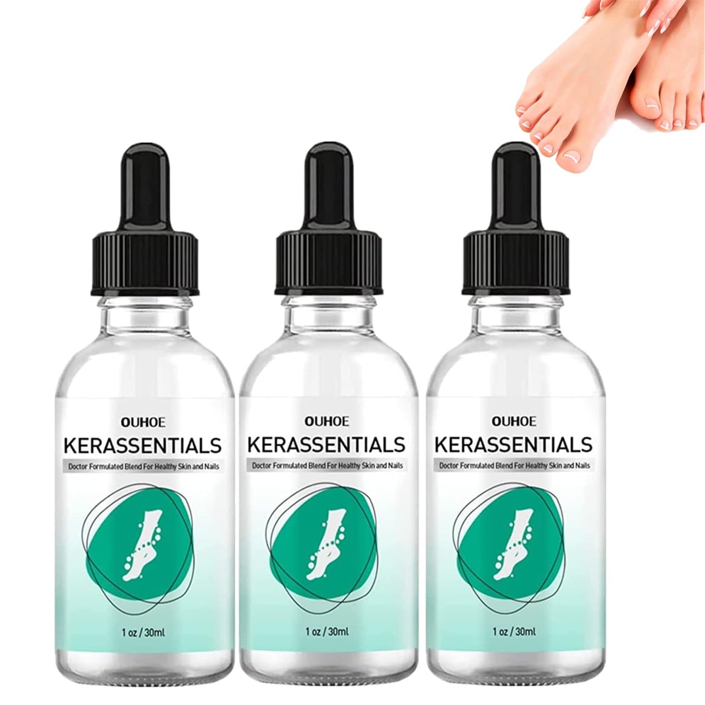 3PCS Kerassentials Toenail Treatment Oil, Natural Kerassentials Toenail Oil for Nails, Kerasentials Toenail Nail Treatment for Repairing Damaged and Discolored Nails 30ml