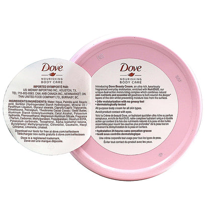 Dove Nourishing Body Care, Face, Hand, and Body Beauty Cream for Normal to Dry Skin Lotion for Women with 24-Hour Moisturization, 4-Pack, 2.53 Oz Each Jar