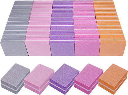 Nail Buffers 50 Pack, Mini Buffer Block Nail File for Acrylic Nails and Natural Nails, 100/180 Grit Nail Buffer Block Bulk Buffing Blocks for Nail Buff Professional Manicure File Blocks Set Pink