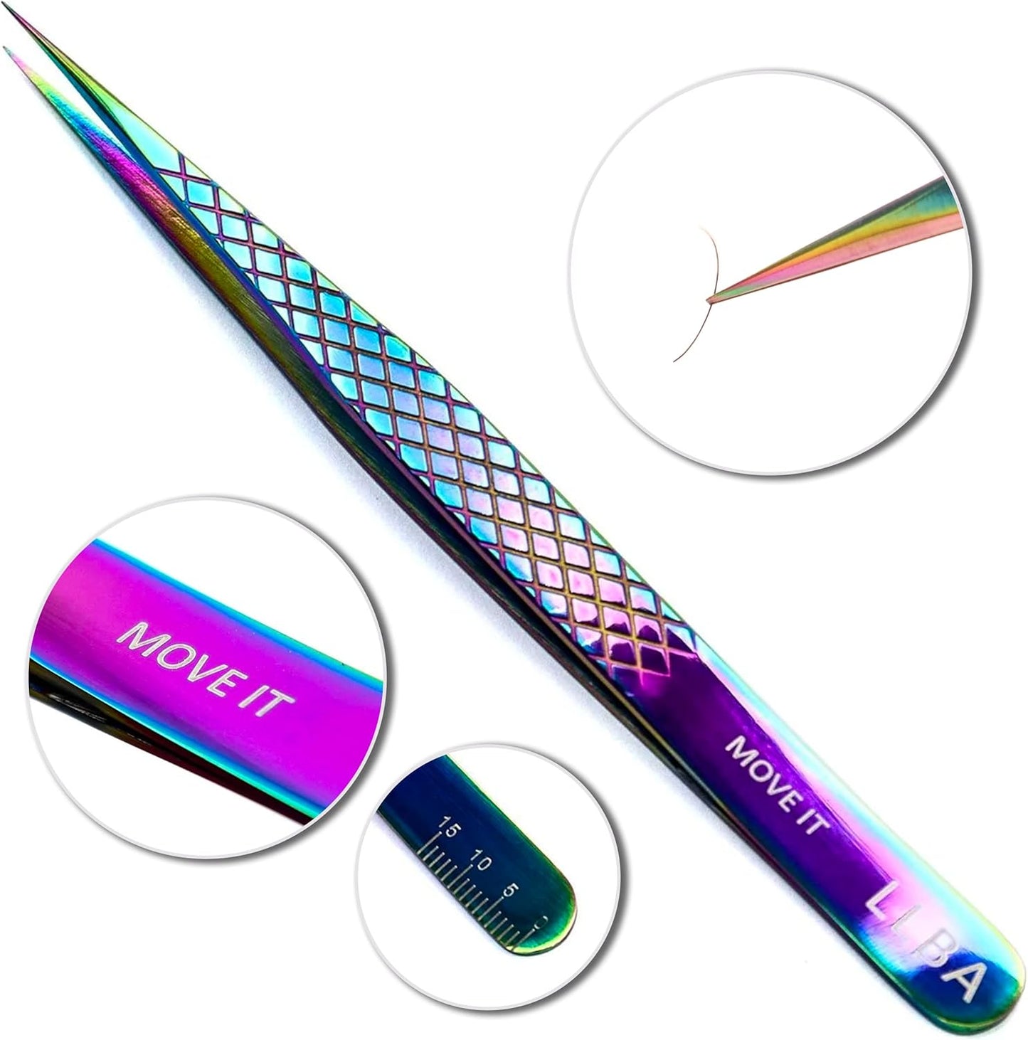 LLBA Lash Tweezer Professional Volume False Lash Application Tool | Multi Shapes & Purposes Tweezers | Non-Slip Grip Tweezers for Volume, Isolation & Classic Lashes Galaxy, Move It Classic