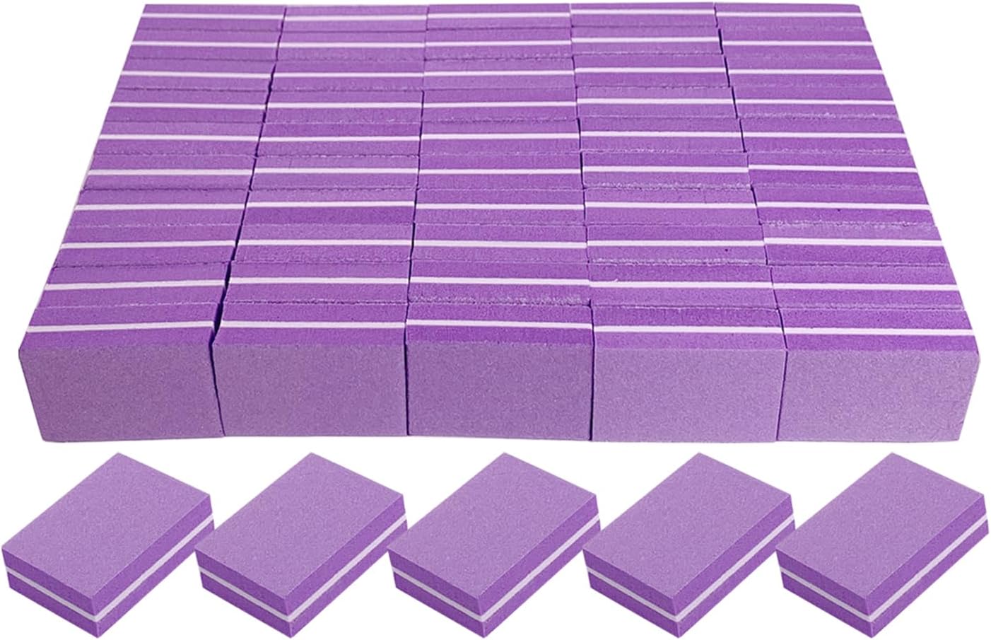 Nail Buffers 50 Pack, Mini Buffer Block Nail File for Acrylic Nails and Natural Nails, 100/180 Grit Nail Buffer Block Bulk Buffing Blocks for Nail Buff Professional Manicure File Blocks Set Pink