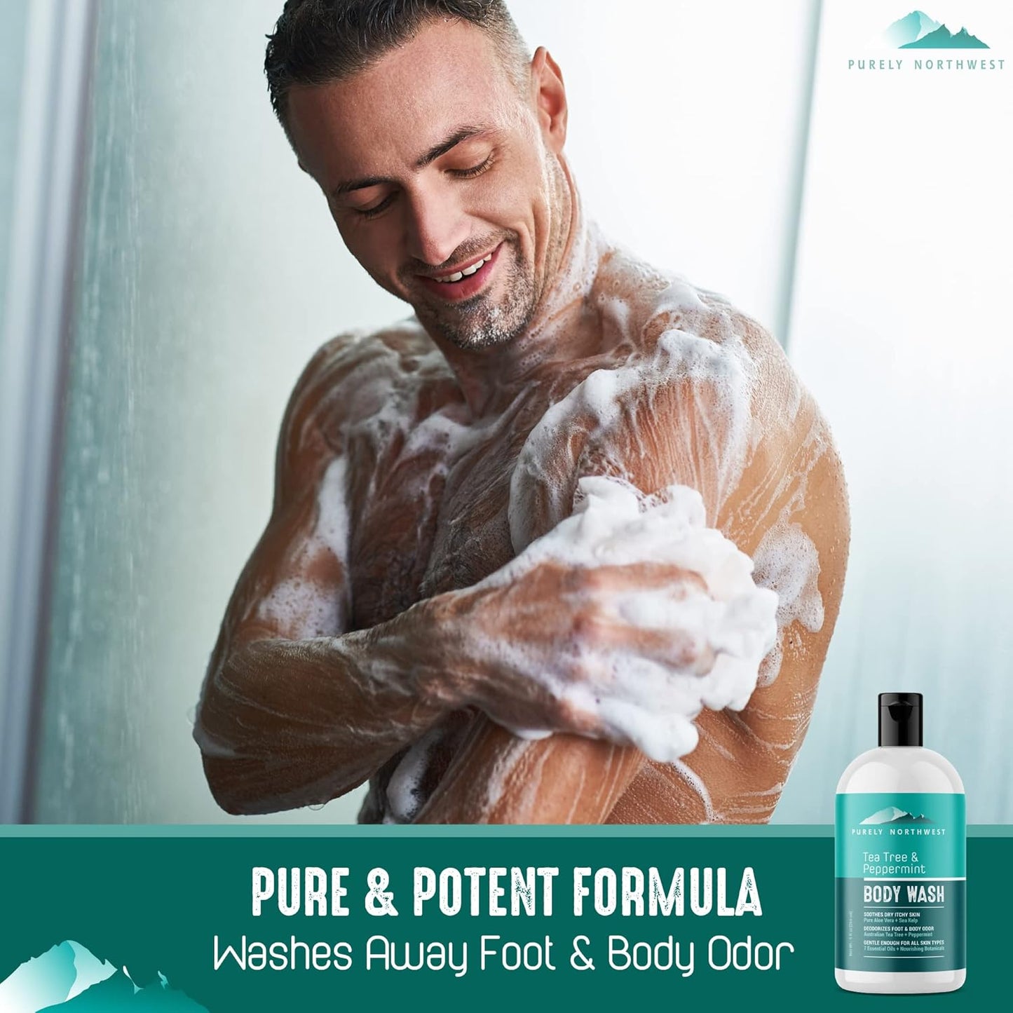 Tea Tree Oil Foot Soak with Epsom Salt Bundled with Tea Tree Lotion and Tea Tree Body Wash helps Athletes Foot, Body Odor, Softens Toenails,and dry and Cracked, Smelly Feet.